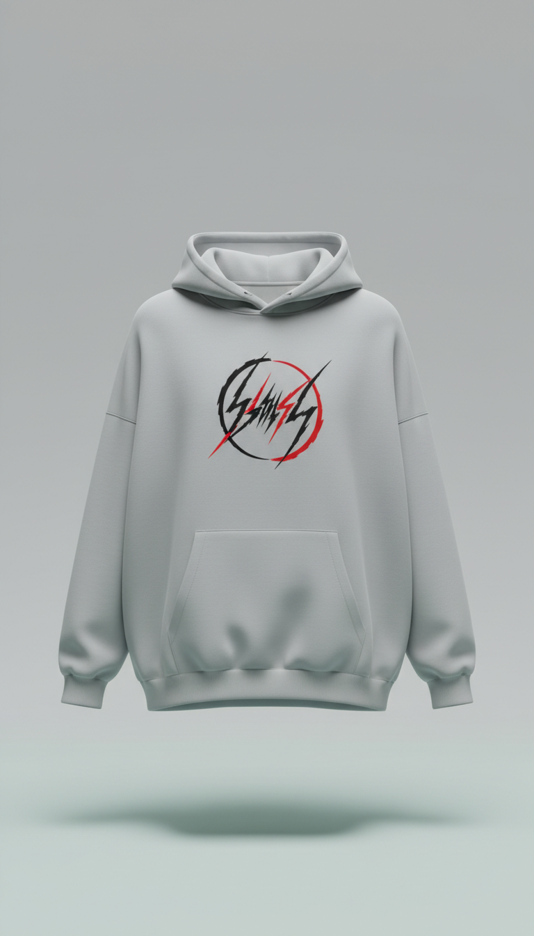 Oversized Cloud Gray Hoodie With Band Logo