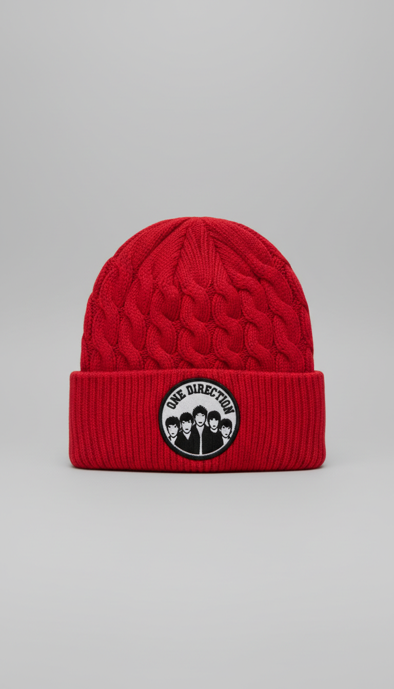 Accent Red Woven Beanie With Patch